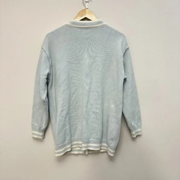 Sunday Best Lamora V-Neck Striped Button Front Cardigan Varsity Style Blue Small - Picture 7 of 16